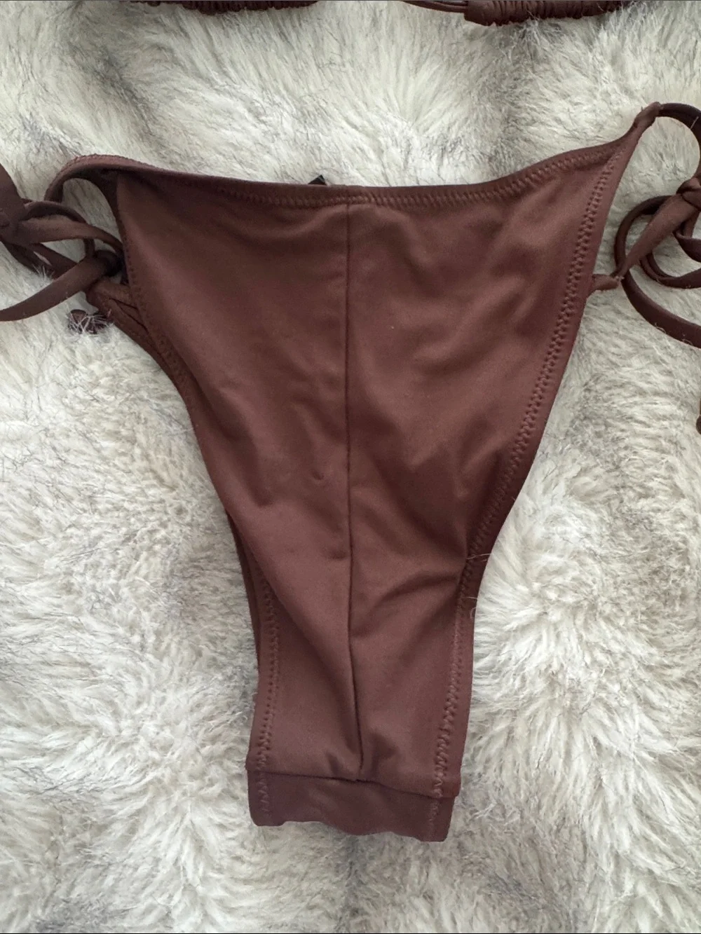 Skims Women's Brown Triangle String Bikini XXS